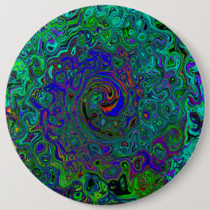 Gemarmerde Blauwe en Aquamarijn Abstracte Retro Sp Ronde Button 6,0 Cm