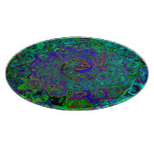 Gemarmerde Blauwe en Aquamarijn Abstracte Retro Sp Snijplank (Hoek)