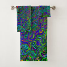 Gemarmerde Blauwe en Aquamarijn Abstracte Retro We