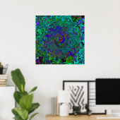 Gemarmerde Blauwe en Aquamarijn Abstracte Retro We Poster (Thuiskantoor)