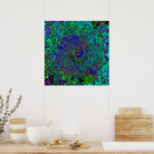 Gemarmerde Blauwe en Aquamarijn Abstracte Retro We Poster (Keuken)