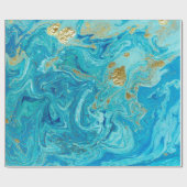 Gemarmerde blauwe en gouden abstracte achtergrond. cadeaupapier (Vlak)