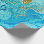 Gemarmerde blauwe en gouden abstracte achtergrond. cadeaupapier (Hoek)