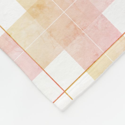 Gemarmerde Champagne Perzik Roze Schotse Ruit Fleece Deken (Hoek)