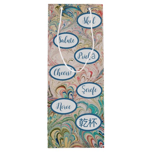  gemarmerde Cheers Gift Bag Wijn Cadeautas (Achterkant)