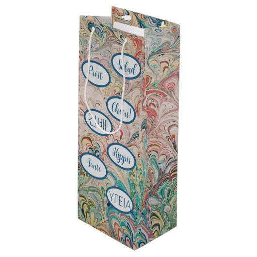  gemarmerde Cheers Gift Bag Wijn Cadeautas (Voorkant Gekanteld)