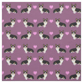 gemarmerde corgi houdt van paarse harten stof (Swatch)