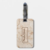 Gemarmerde crème met monogram bagagelabel (Achterkant verticaal)