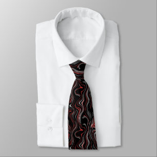 Gemarmerde Foil Red Silver Black Business Classy Stropdas