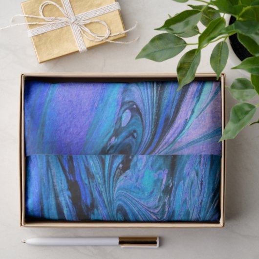 Gemarmerde fractale Abstracte blauwe ontkoppeling Tissuepapier (Geschenk)
