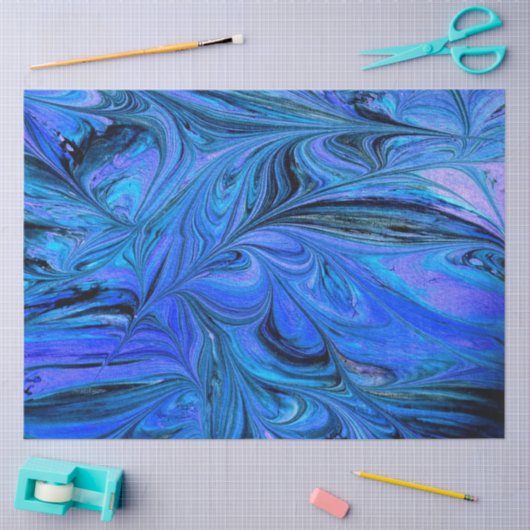 Gemarmerde fractale Abstracte blauwe ontkoppeling Tissuepapier (Craft)