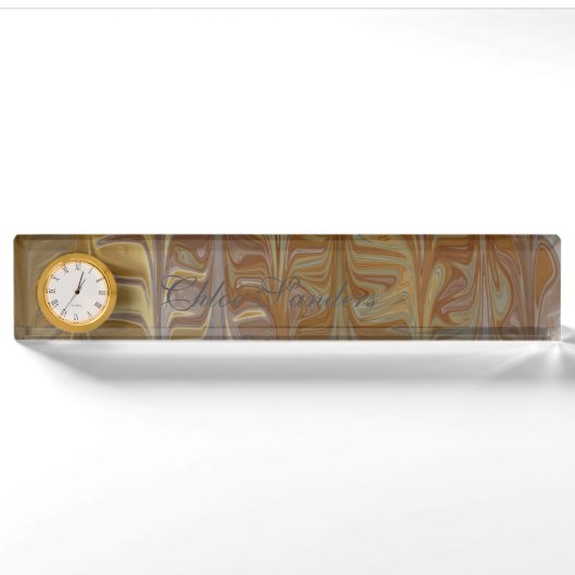 Gemarmerde Golden Wet Cedar Art Pattern Keramische Naambordje (Voorkant)
