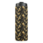 Gemarmerde Goud en Zwarte Thermische Tumbler Thermosbeker (Voorkant)