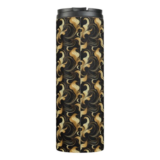 Gemarmerde Goud en Zwarte Thermische Tumbler Thermosbeker (Achterkant)