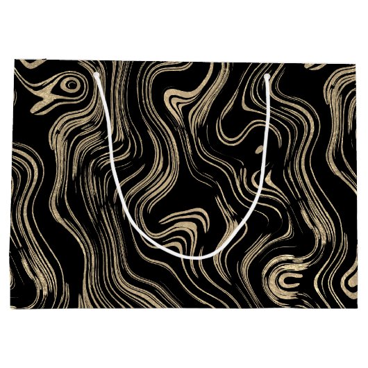 Gemarmerde gouden Monogram Gift Bag Groot Cadeauzakje (Achterkant)