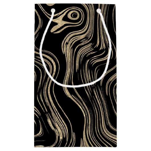 Gemarmerde gouden Monogram Gift Bag Klein Cadeauzakje (Achterkant)