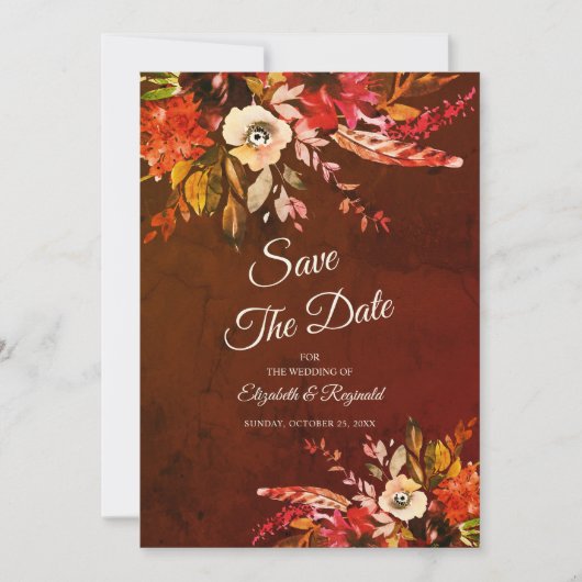 Gemarmerde herfst Splendor Floral Save the Date Kaart (Voorkant)