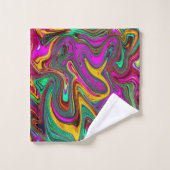 Gemarmerde hete roze en zeeschuim groene abstracte bad handdoek (Wasdoekje)