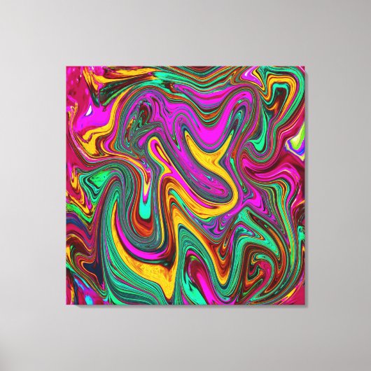 Gemarmerde hete roze en zeeschuim groene abstracte canvas afdruk (Voorkant)