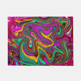 Gemarmerde hete roze en zeeschuim groene abstracte deurmat