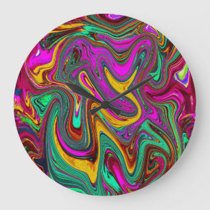 Gemarmerde hete roze en zeeschuim groene abstracte grote klok