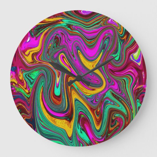 Gemarmerde hete roze en zeeschuim groene abstracte grote klok (Voorkant)