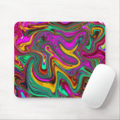 Gemarmerde hete roze en zeeschuim groene abstracte muismat (Met muis)