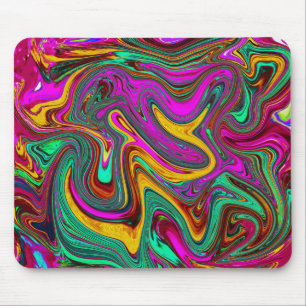 Gemarmerde hete roze en zeeschuim groene abstracte muismat