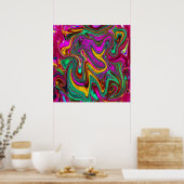 Gemarmerde hete roze en zeeschuim groene abstracte poster (Keuken)