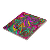 Gemarmerde hete roze en zeeschuim groene abstracte tegeltje (Zijkant)
