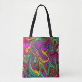 Gemarmerde hete roze en zeeschuim groene abstracte tote bag (Voorkant)