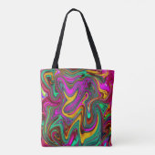 Gemarmerde hete roze en zeeschuim groene abstracte tote bag (Achterkant)