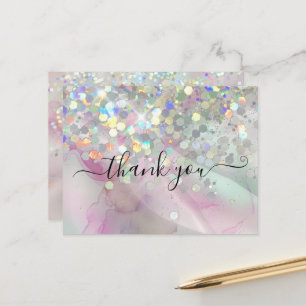 Gemarmerde holografische glitters alcoholinkt dank briefkaart