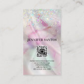 Gemarmerde holografische glitterslippen QR-code sc Visitekaartje (Achterkant)