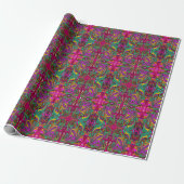Gemarmerde Hot Pink en Zee Schuimgroene Abstracte  Cadeaupapier (Uitgerold)