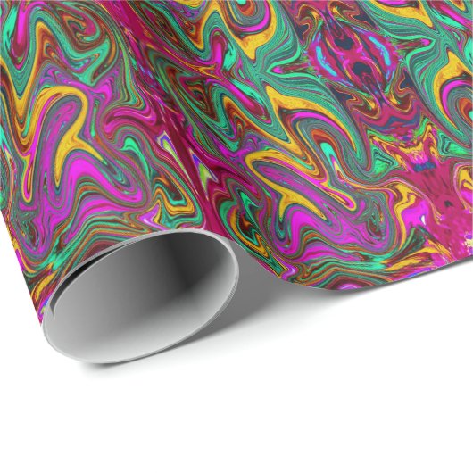 Gemarmerde Hot Pink en Zee Schuimgroene Abstracte  Cadeaupapier (Rol Hoek)