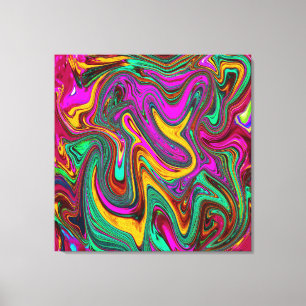 Gemarmerde Hot Pink en Zee Schuimgroene Abstracte Canvas Afdruk