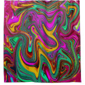 Gemarmerde Hot Pink en Zee Schuimgroene Abstracte  Douchegordijn (Voorkant)