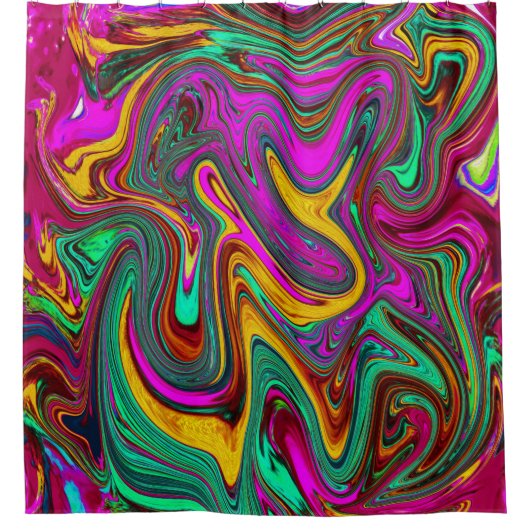 Gemarmerde Hot Pink en Zee Schuimgroene Abstracte  Douchegordijn (Voorkant)