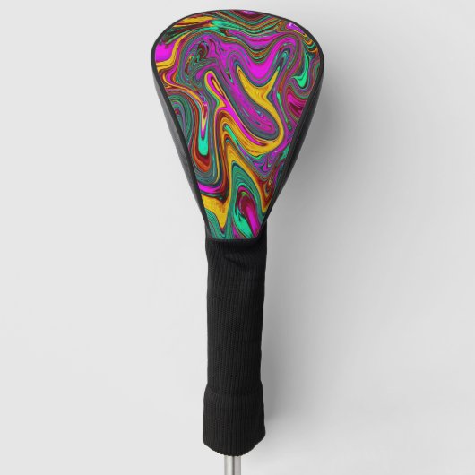 Gemarmerde Hot Pink en Zee Schuimgroene Abstracte  Golfheadcover (Voorkant)