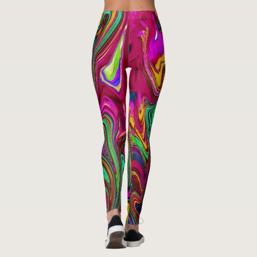 Gemarmerde Hot Pink en Zee Schuimgroene Abstracte  Leggings (Achterkant)