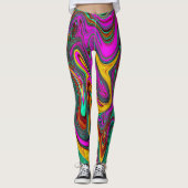 Gemarmerde Hot Pink en Zee Schuimgroene Abstracte  Leggings (Voorkant)