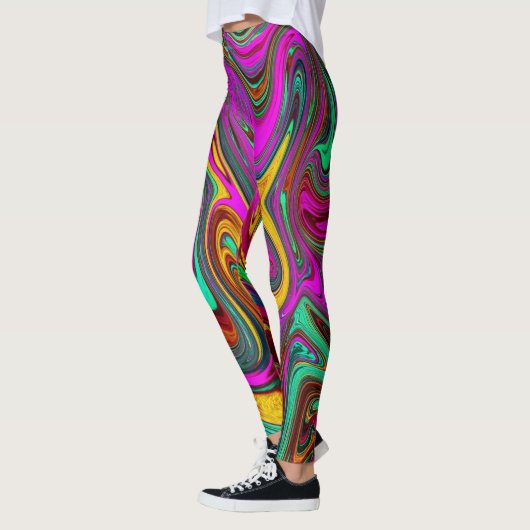 Gemarmerde Hot Pink en Zee Schuimgroene Abstracte  Leggings (Links)