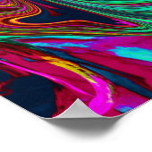 Gemarmerde Hot Pink en Zee Schuimgroene Abstracte Poster (Hoek)