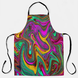 Gemarmerde Hot Pink en Zee Schuimgroene Abstracte Schort