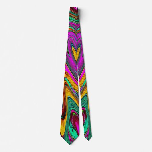 Gemarmerde Hot Pink en Zee Schuimgroene Abstracte  Stropdas (Voorkant)
