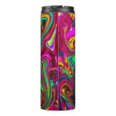 Gemarmerde Hot Pink en Zee Schuimgroene Abstracte Thermosbeker (Achterkant)