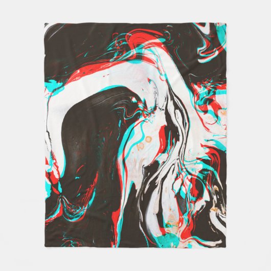 Gemarmerde inkt: vervormde glitch textuur. fleece deken (Voorkant)