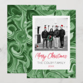 Gemarmerde Kerstmis Fotokaart Familienaam Feesteli Kaart (Voorkant / Achterkant)