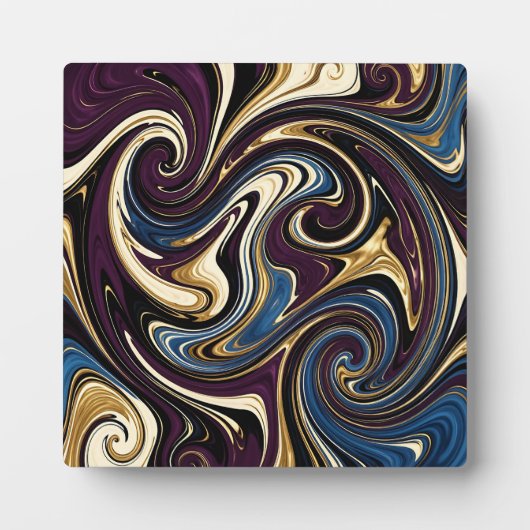 Gemarmerde kronkel paars goud blauw abstract fotoplaat (Voorkant)